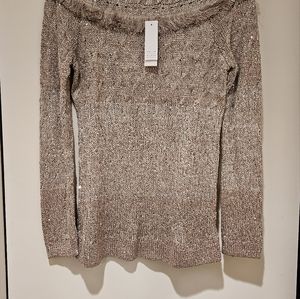 White House Black Market, Gold shimmerey sweater. Very classy and elegant. Small